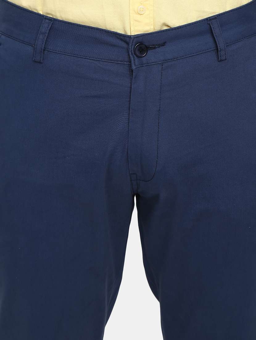 blue solid chinos casual trouser - 19590574 -  Standard Image - 2