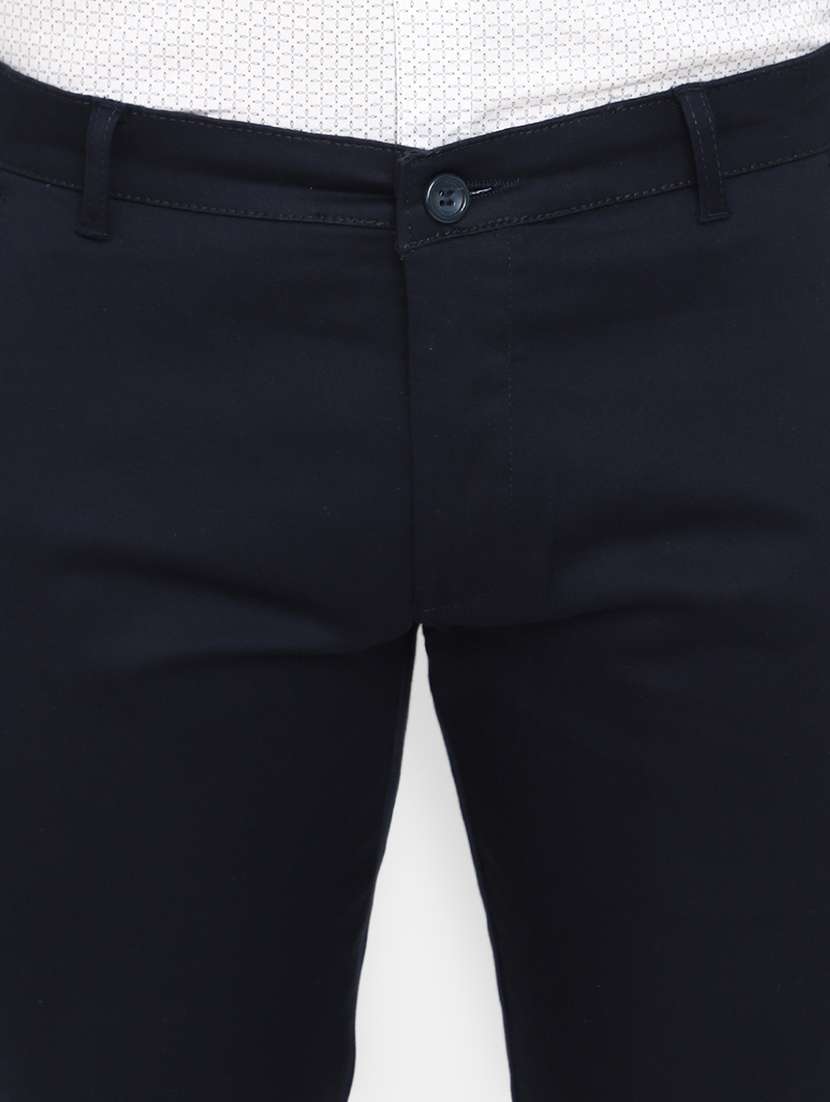 navy blue solid chinos casual trouser - 19590583 -  Standard Image - 2