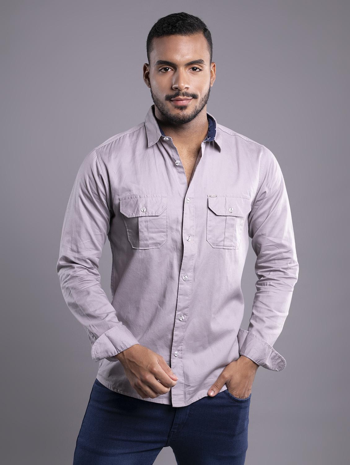 mens solid casual shirt - 19591196 - Zoom Image - 0