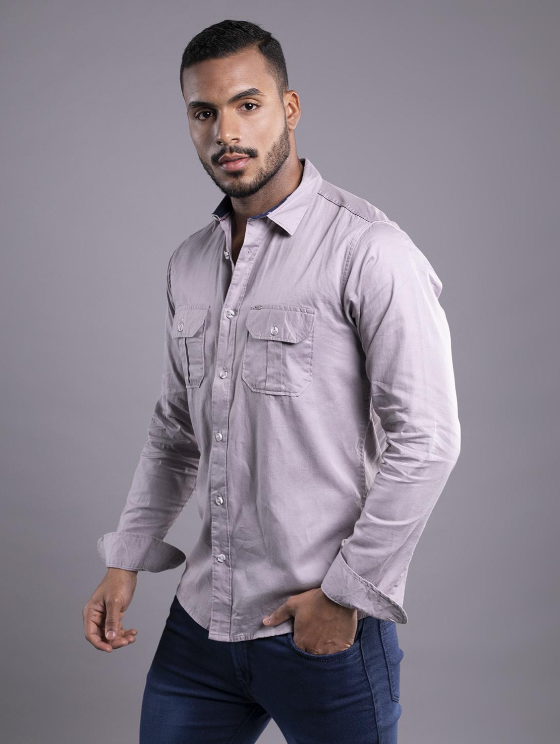 mens solid casual shirt - 19591196 - Standard Image - 2