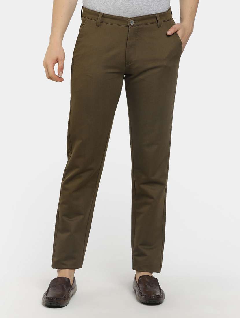 solid cotton chinos casual trouser