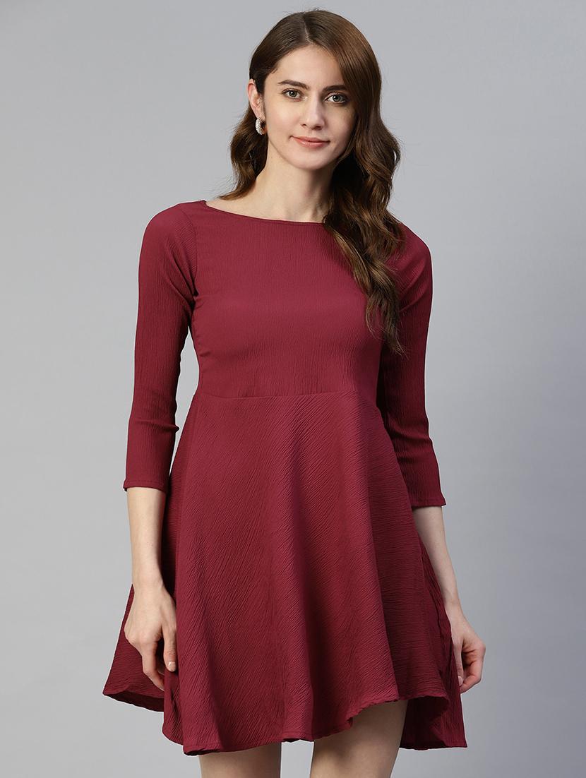 women's fit & flare solid dress - 19593440 - Zoom Image - 0