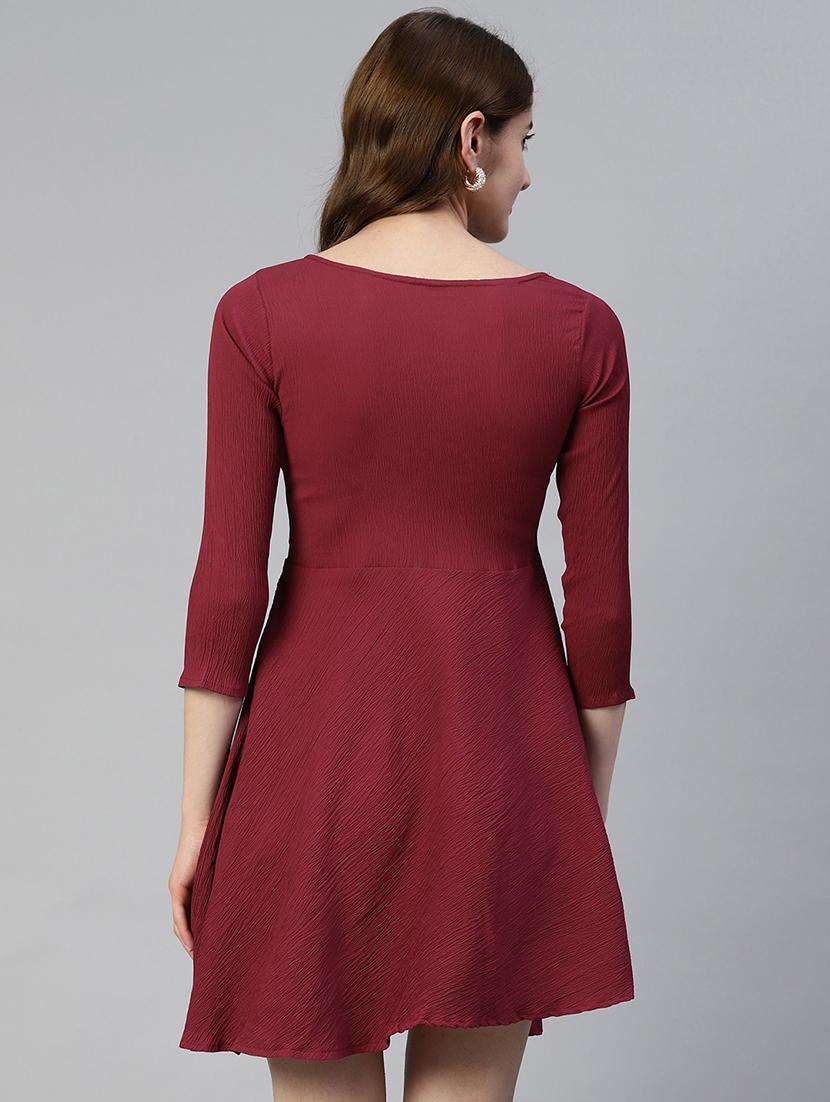 women's fit & flare solid dress - 19593440 - Standard Image - 2