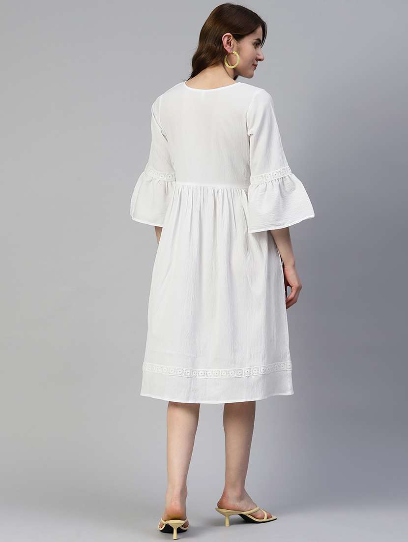 women's fit & flare solid dress - 19593442 -  Standard Image - 2