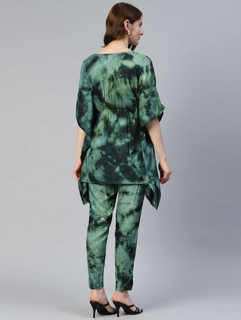 green viscose top and trouser set coord - 19595611 -  Standard Image - 2