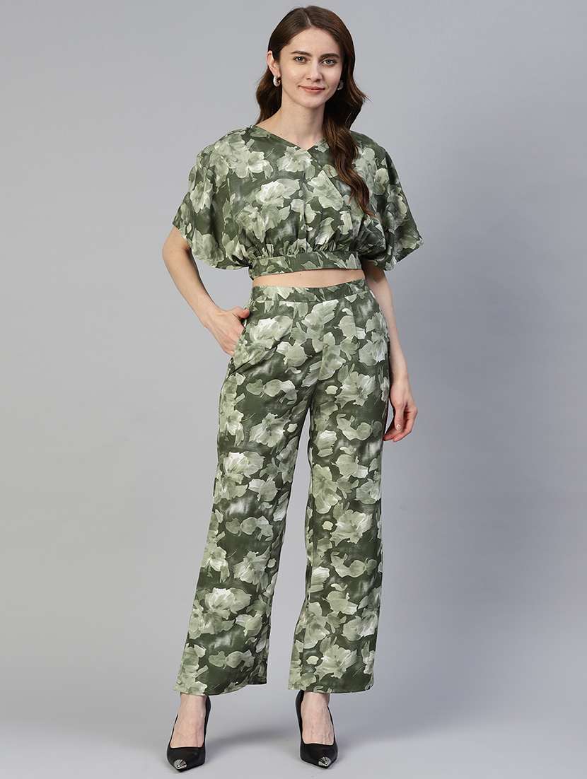 green cotton blend coord