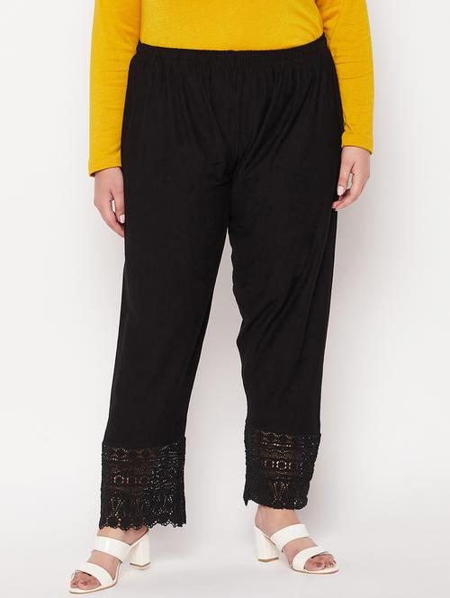 black solid wide leg trouser - 19596370 - Standard Image - 0