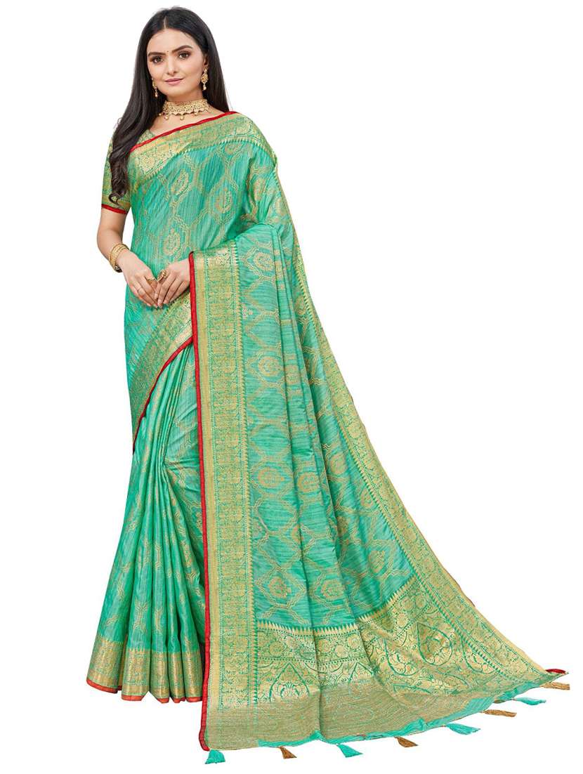 women's printed light green colored saree with blouse - 19596807 - Zoom Image - 0