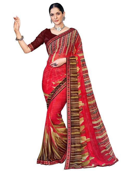 women printed saree with blouse - 19596822 - Standard Image - 0