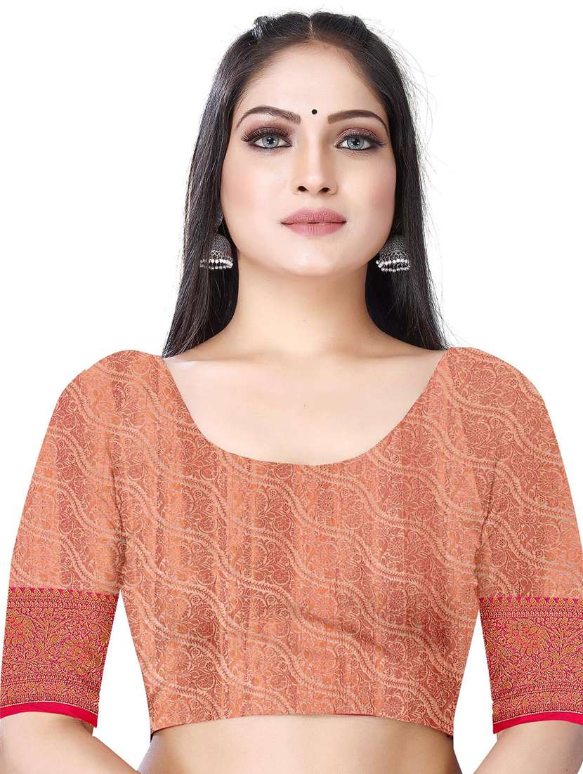 women's self design orange colored saree with blouse - 19596920 - Standard Image - 2