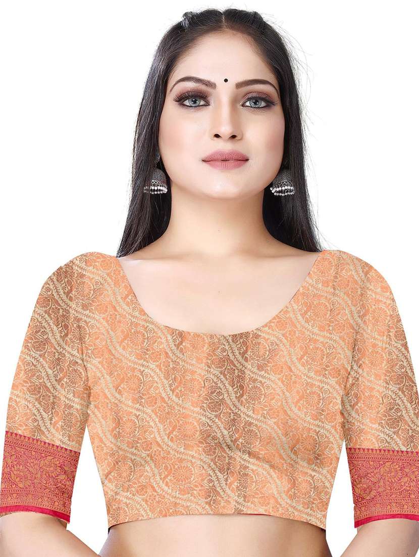 women's self design cream colored saree with blouse - 19596925 -  Standard Image - 2