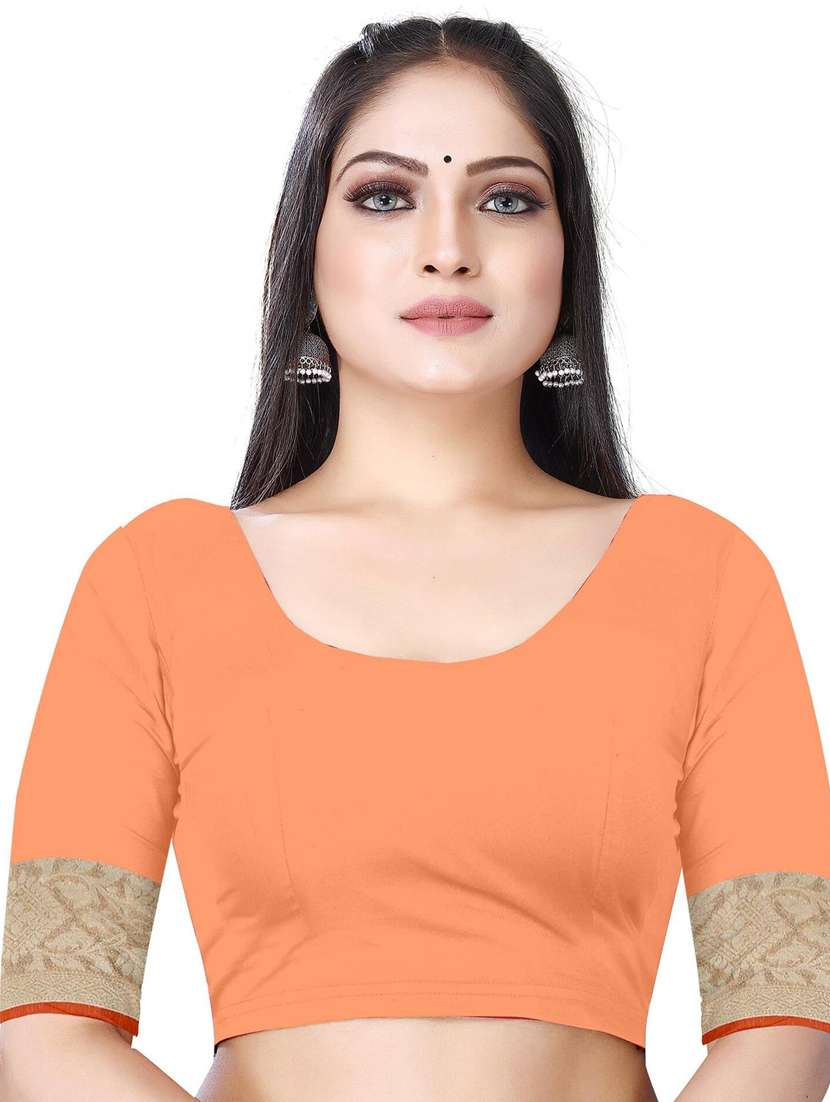 women's self design orange colored saree with blouse - 19596926 - Standard Image - 2