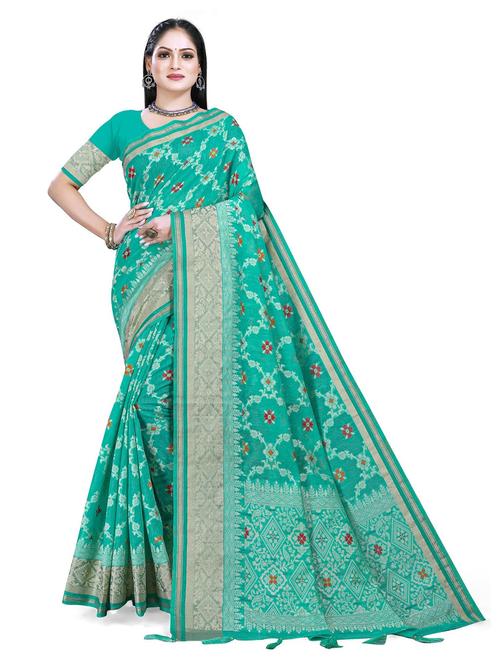 women's self design sea green colored saree with blouse - 19596931 - Standard Image - 0