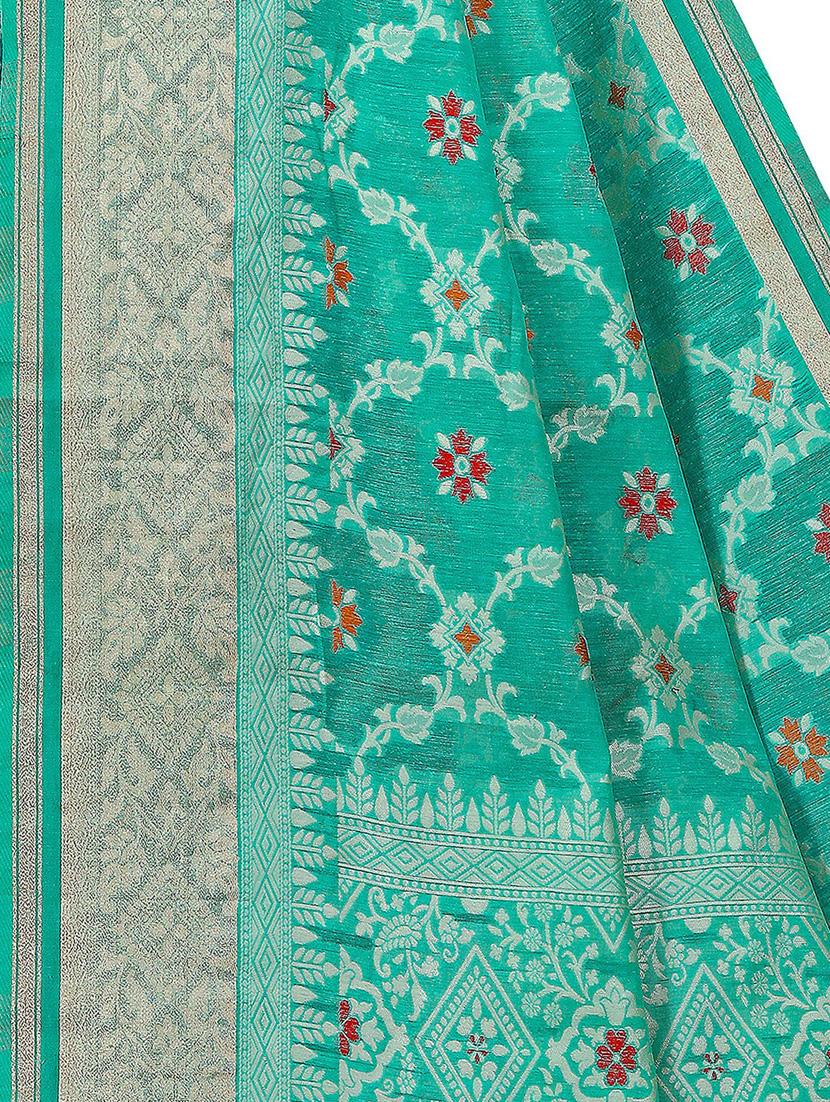 women's self design sea green colored saree with blouse - 19596931 - Standard Image - 2