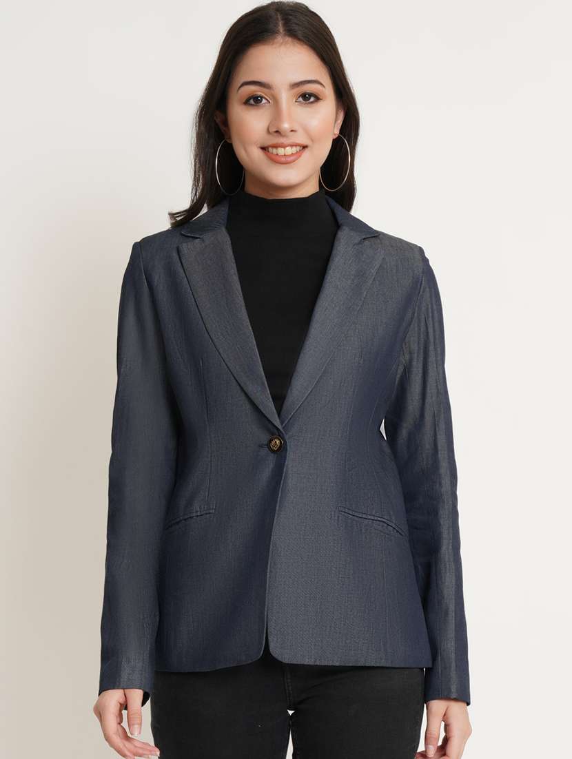blue denim casual blazer - 19598718 -  Zoom Image - 0