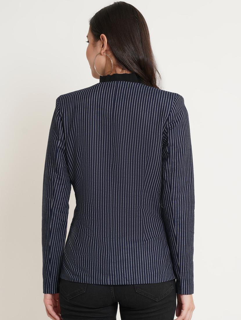lapel collar stripe print blazer - 19598719 - Standard Image - 2