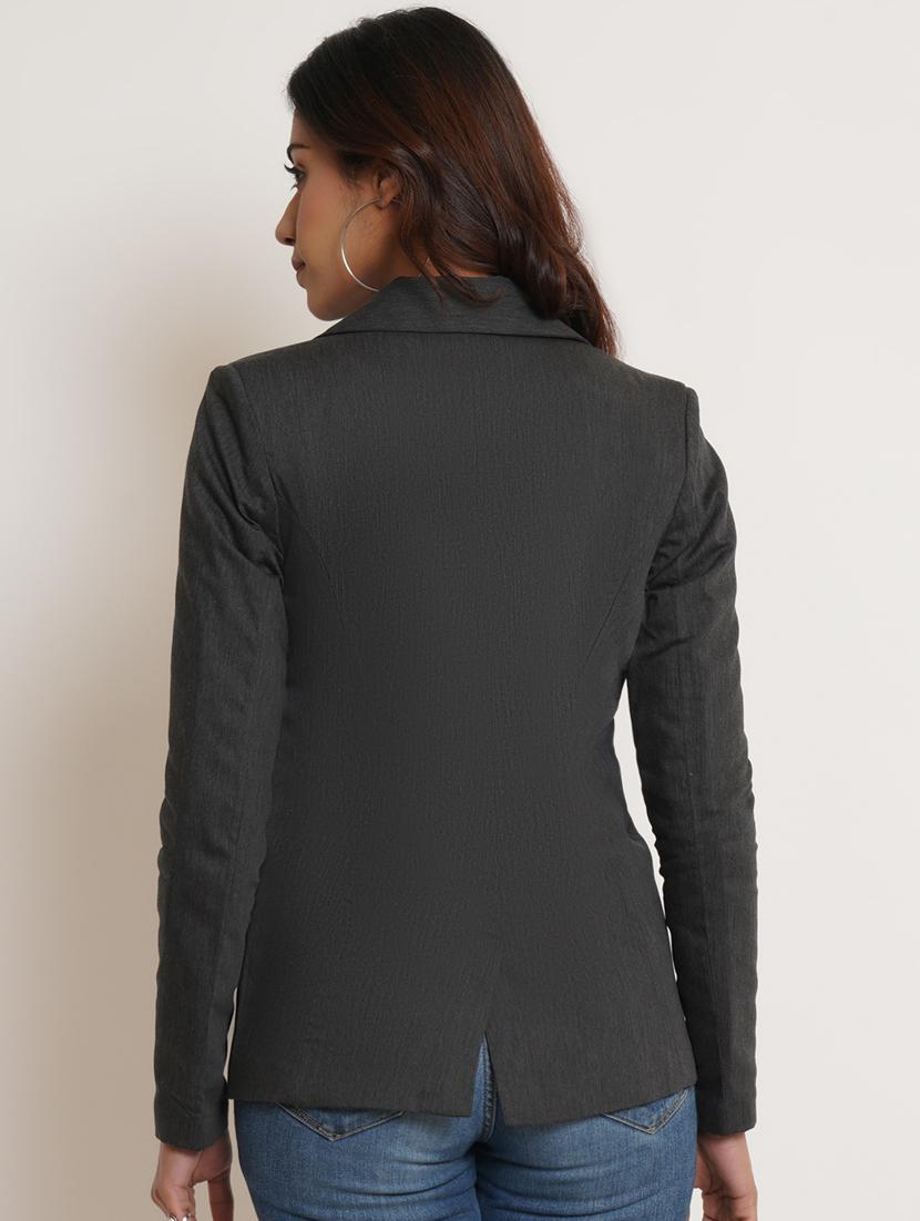 grey solid casual blazer - 19598727 - Standard Image - 2