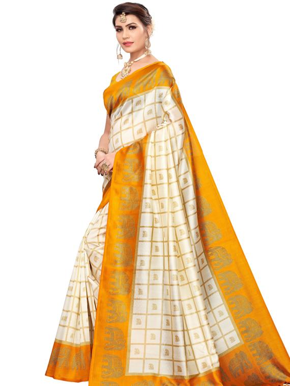 checkered woven saree with blouse - 19600556 - Standard Image - 2