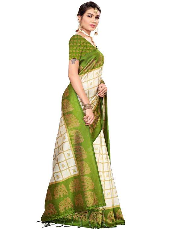 checkered woven saree with blouse - 19600557 - Standard Image - 2