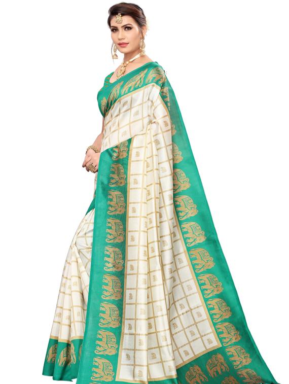 checkered woven saree with blouse - 19600558 - Standard Image - 2
