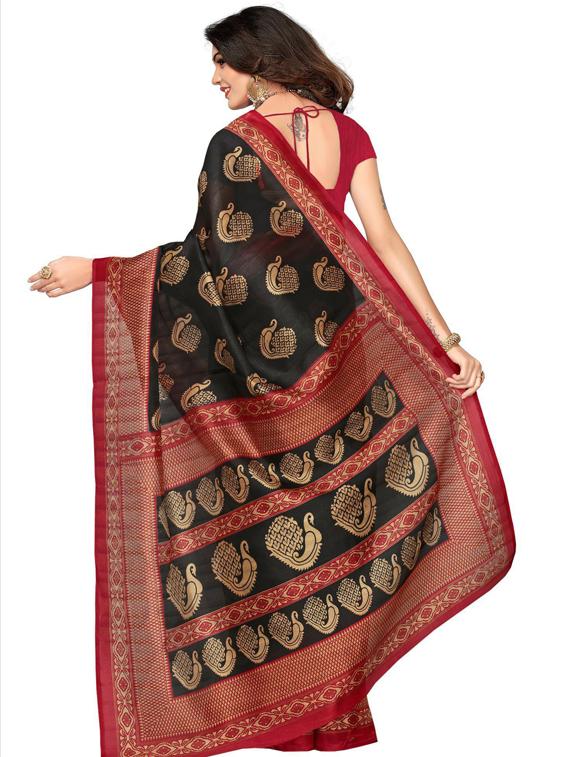 black self design printed saree with blouse - 19600685 - Standard Image - 2