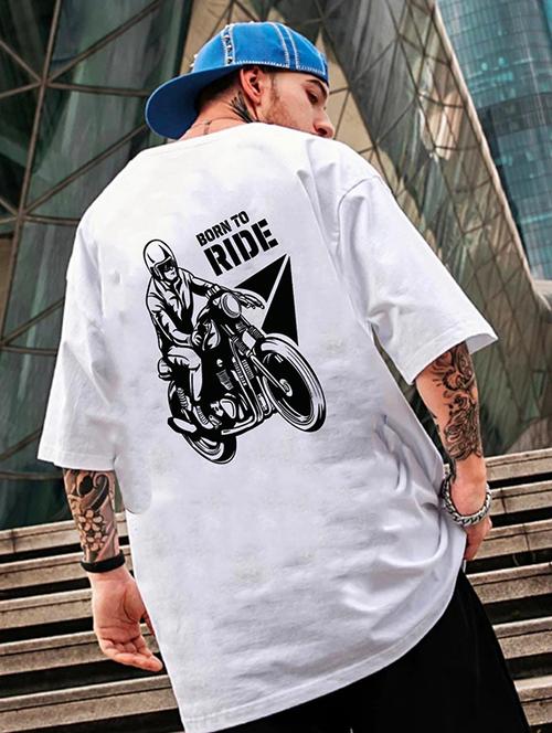 men white loose fit front and back print t-shirt - 19600841 - Standard Image - 0