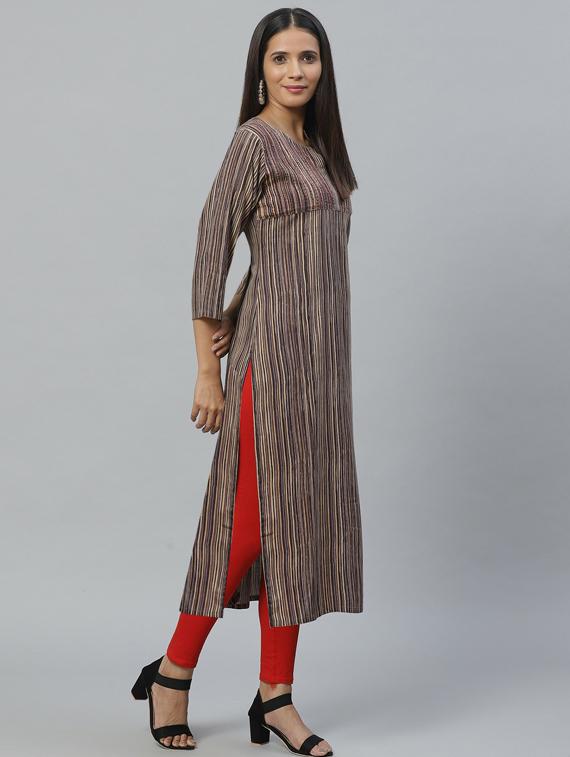 round neck straight kurta - 19600977 - Standard Image - 2