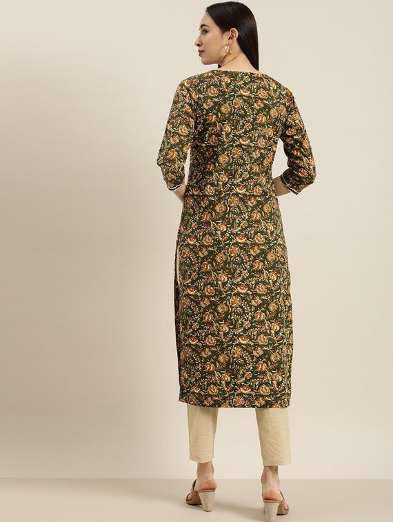round neck straight kurta - 19601075 - Standard Image - 2