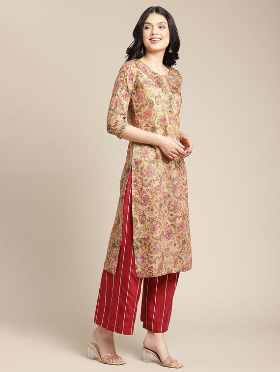 round neck straight kurta - 19601194 - Standard Image - 2