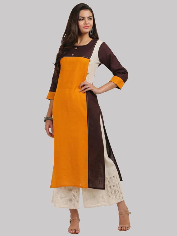 round neck straight kurta - 19601230 - Standard Image - 2