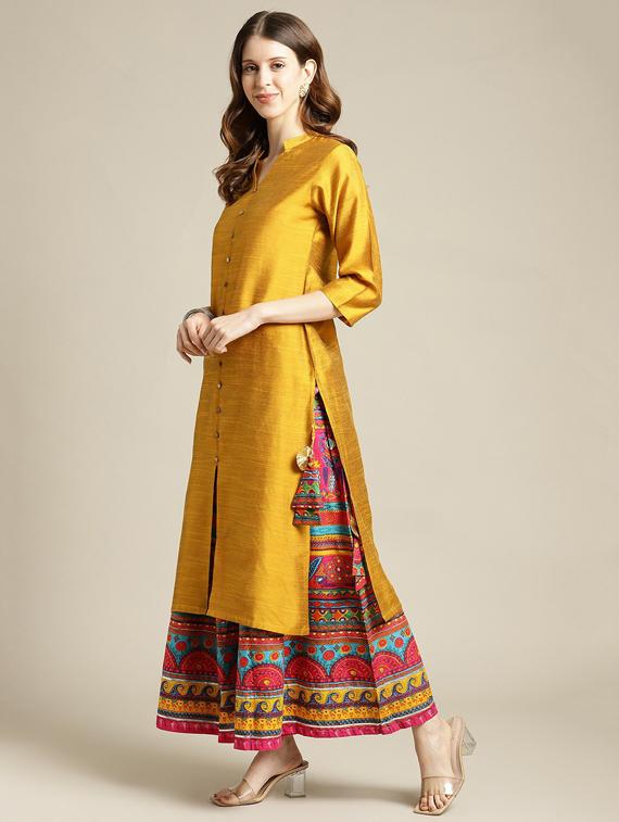 mandarin collar kurta sharara set - 19601271 - Standard Image - 2