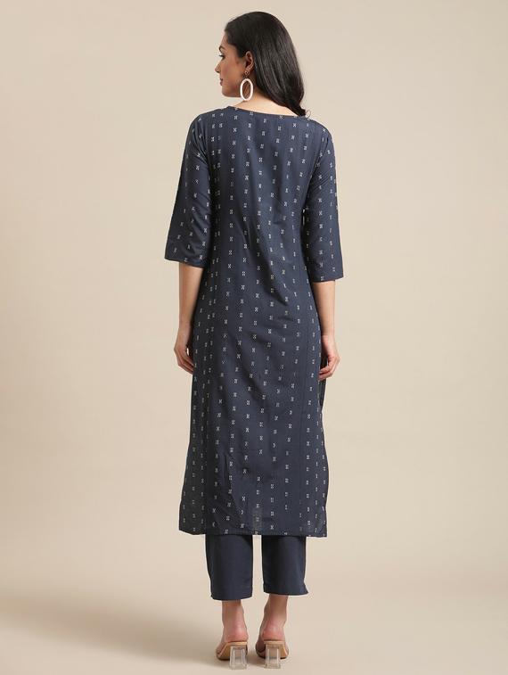 round neck kurta pant set - 19601303 - Standard Image - 2