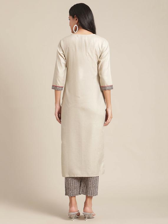 round neck kurta pant set - 19601305 - Standard Image - 2