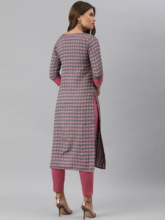 mandarin collar kurta pant set - 19601315 - Standard Image - 2