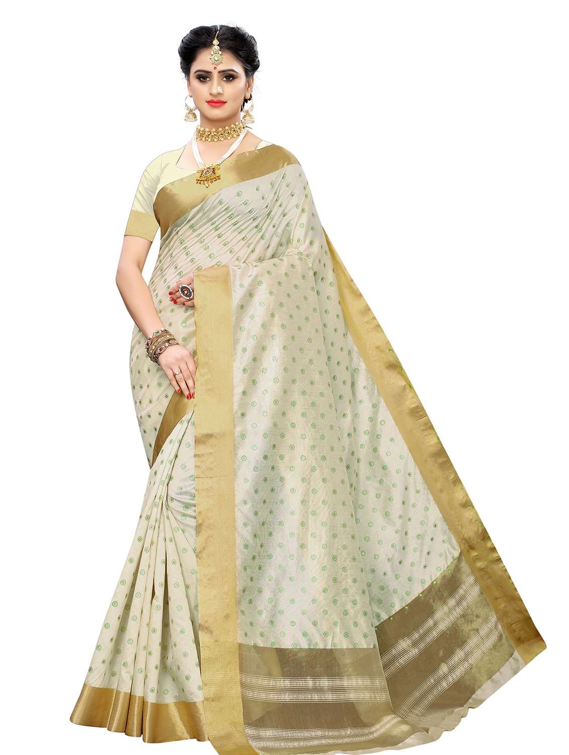 printed kasavu saree with blouse