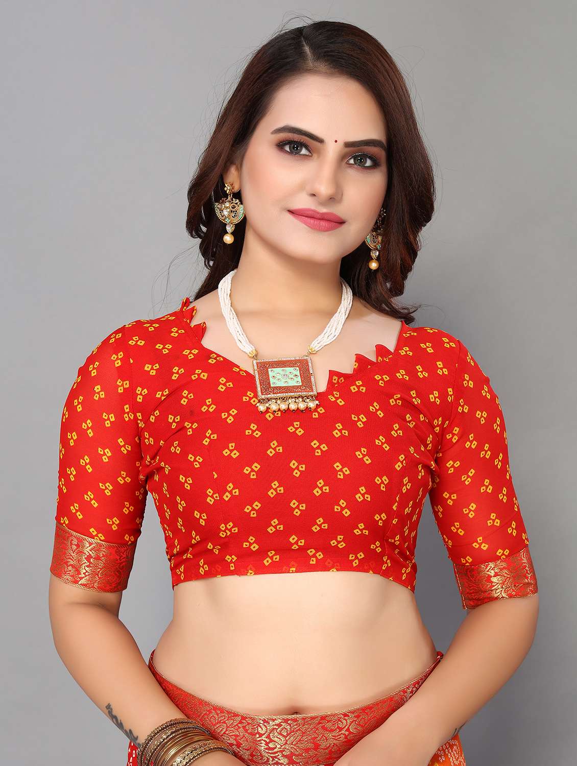 georgette bandhani saree with blouse - 19602624 -  Standard Image - 2