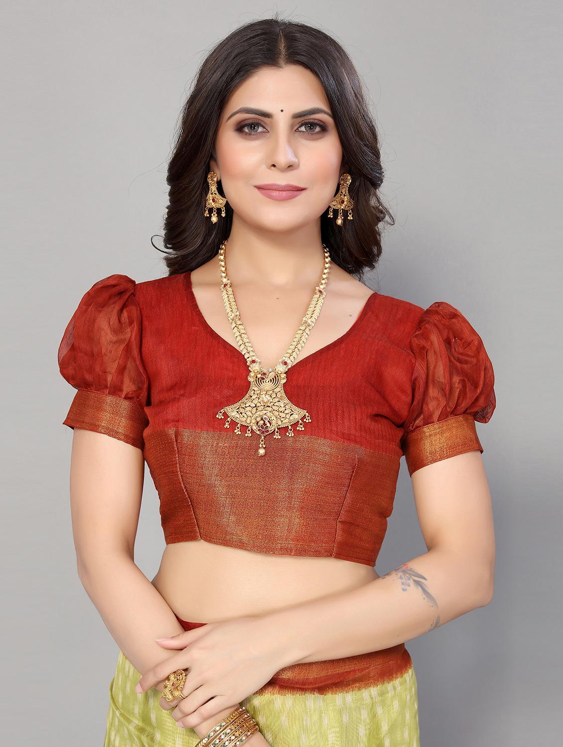 light green printed saree with blouse - 19602697 - Standard Image - 2