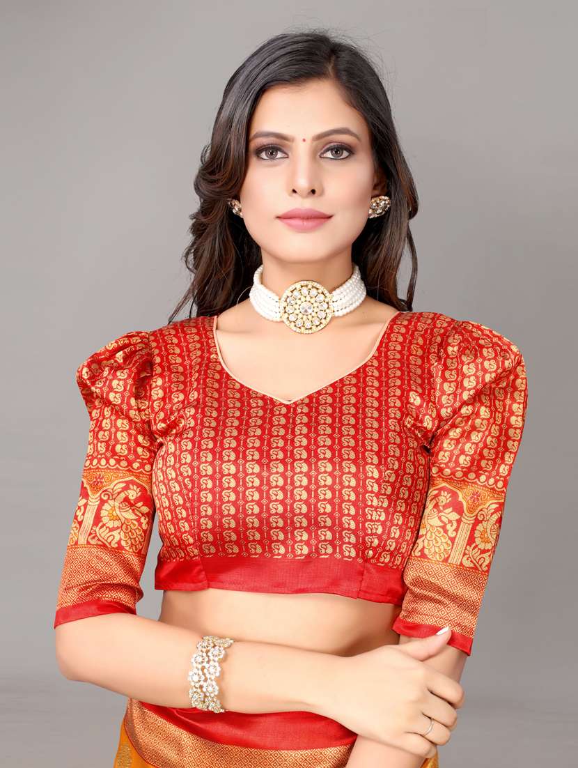 printed woven saree with blouse - 19603119 -  Standard Image - 2