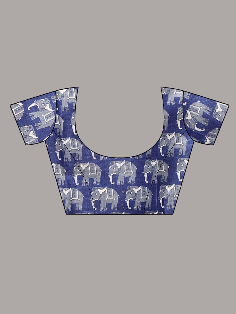 contrast printed baluchari saree with blouse - 19603266 - Standard Image - 2
