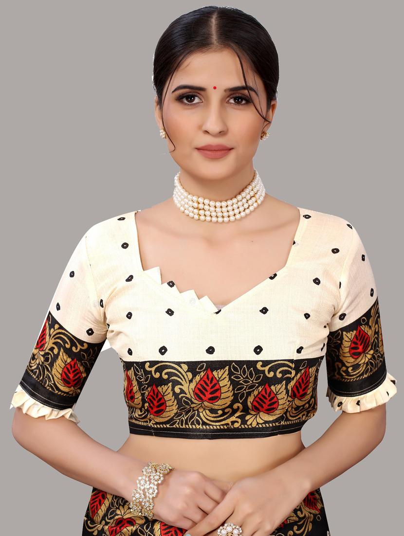 printed contrast bandhani saree - 19603270 - Standard Image - 2
