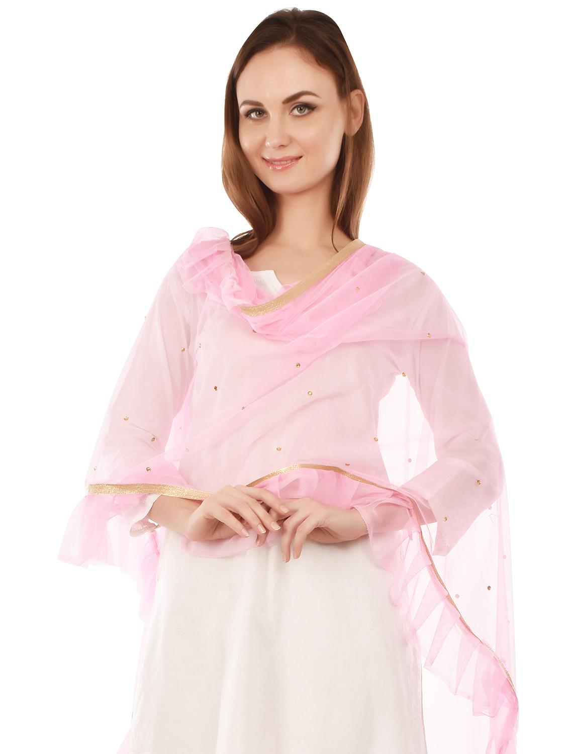 pink embelliished dupatta - 19606514 - Standard Image - 2