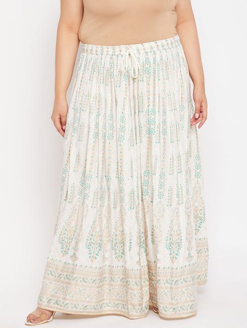 white printed flared long skirt - 19607920 - Standard Image - 0