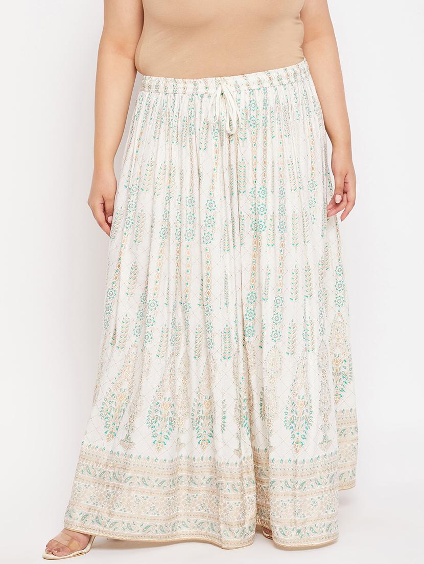 white printed flared long skirt - 19607920 - Zoom Image - 0