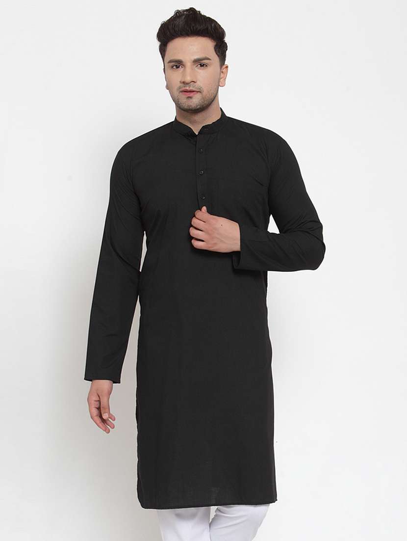 mandarin collar solid cotton kurta