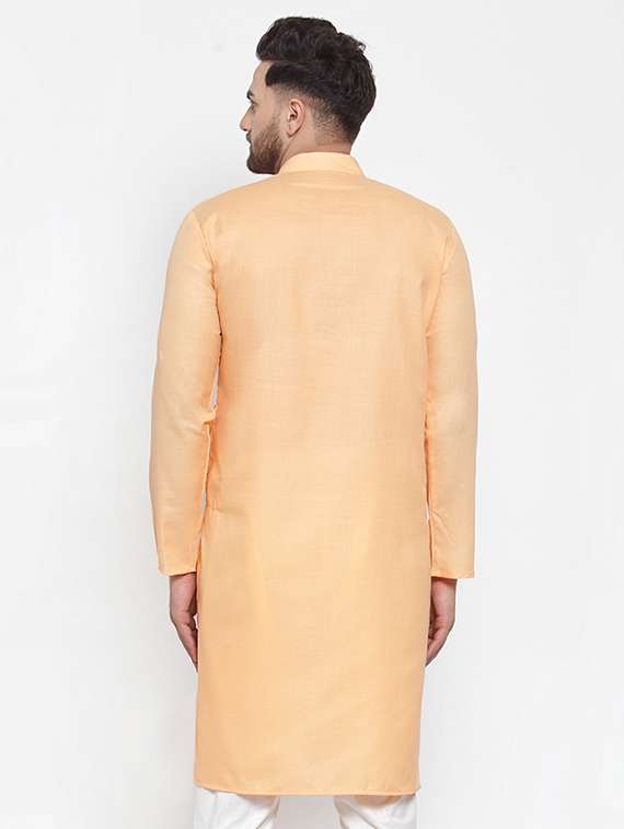 mandarin collar solid cotton kurta - 19608006 -  Standard Image - 2