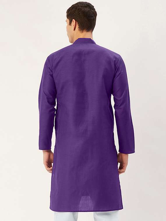 mandarin collar solid cotton kurta - 19608008 -  Standard Image - 2