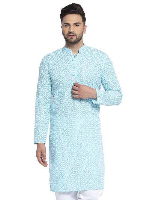 mandarin collar cotton kurta - 19608019 - Standard Image - 0