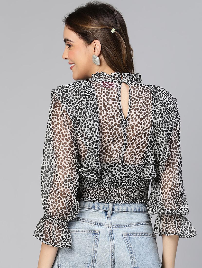 women's crop round neck top - 19608145 - Standard Image - 2