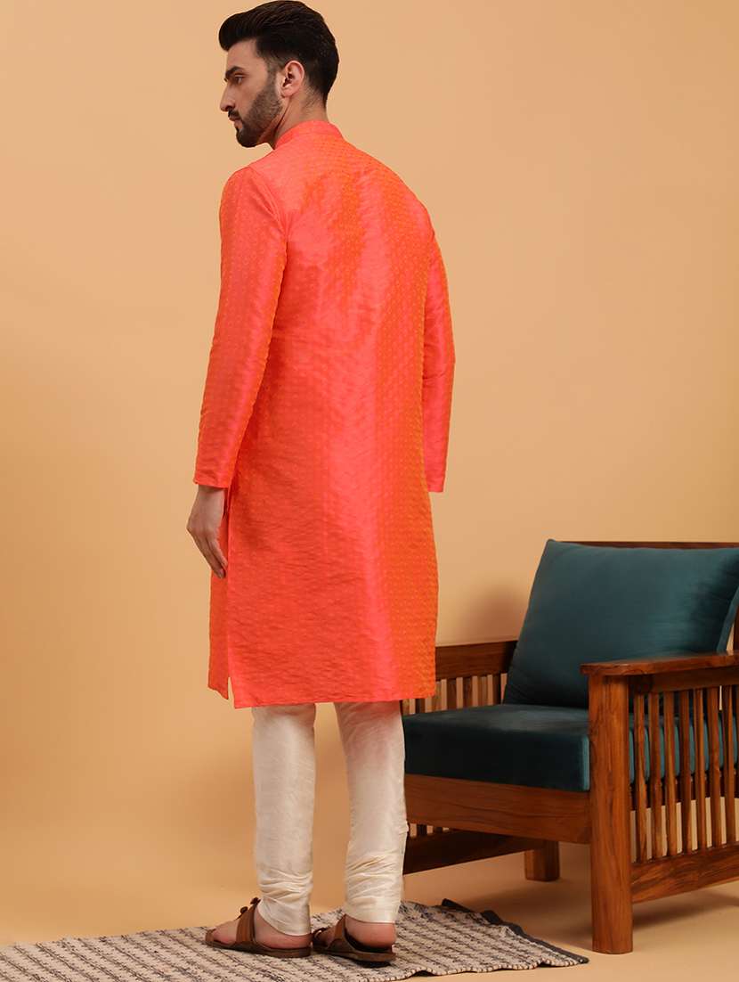 men self design mandarin neck long kurta - 19608199 -  Standard Image - 2