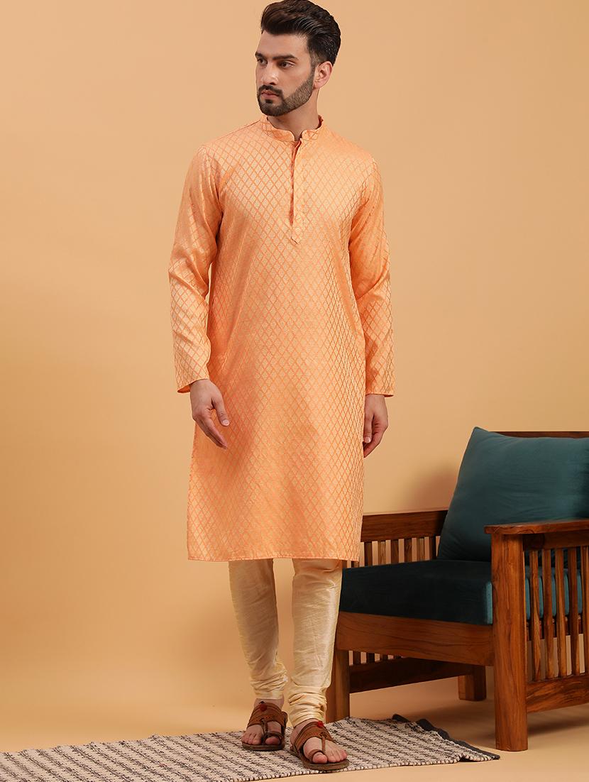 mandarin collar cotton kurta - 19608204 - Zoom Image - 0